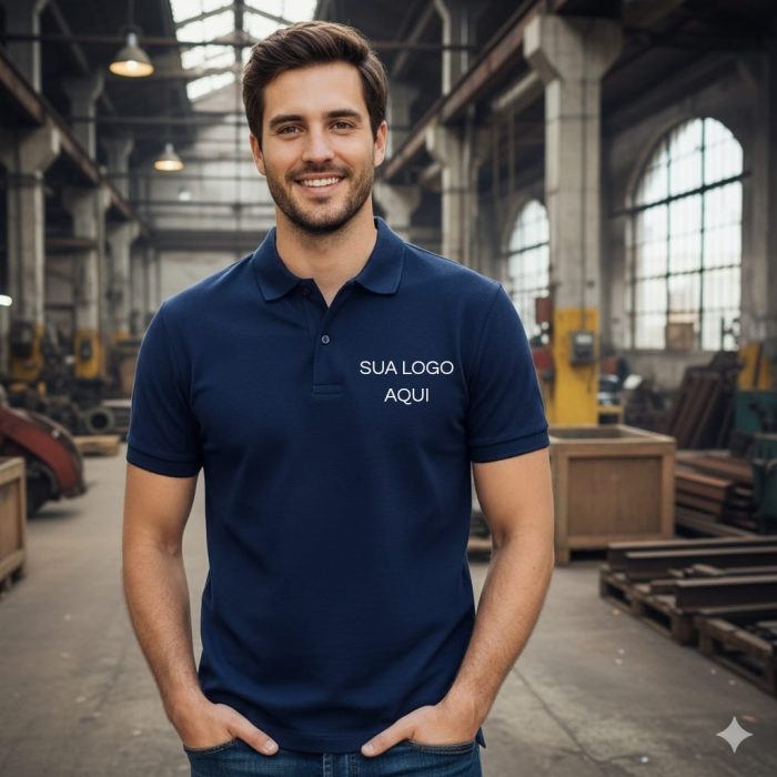 Camisa Gola Polo Personalizada em Malha Masculina - Imagem 1