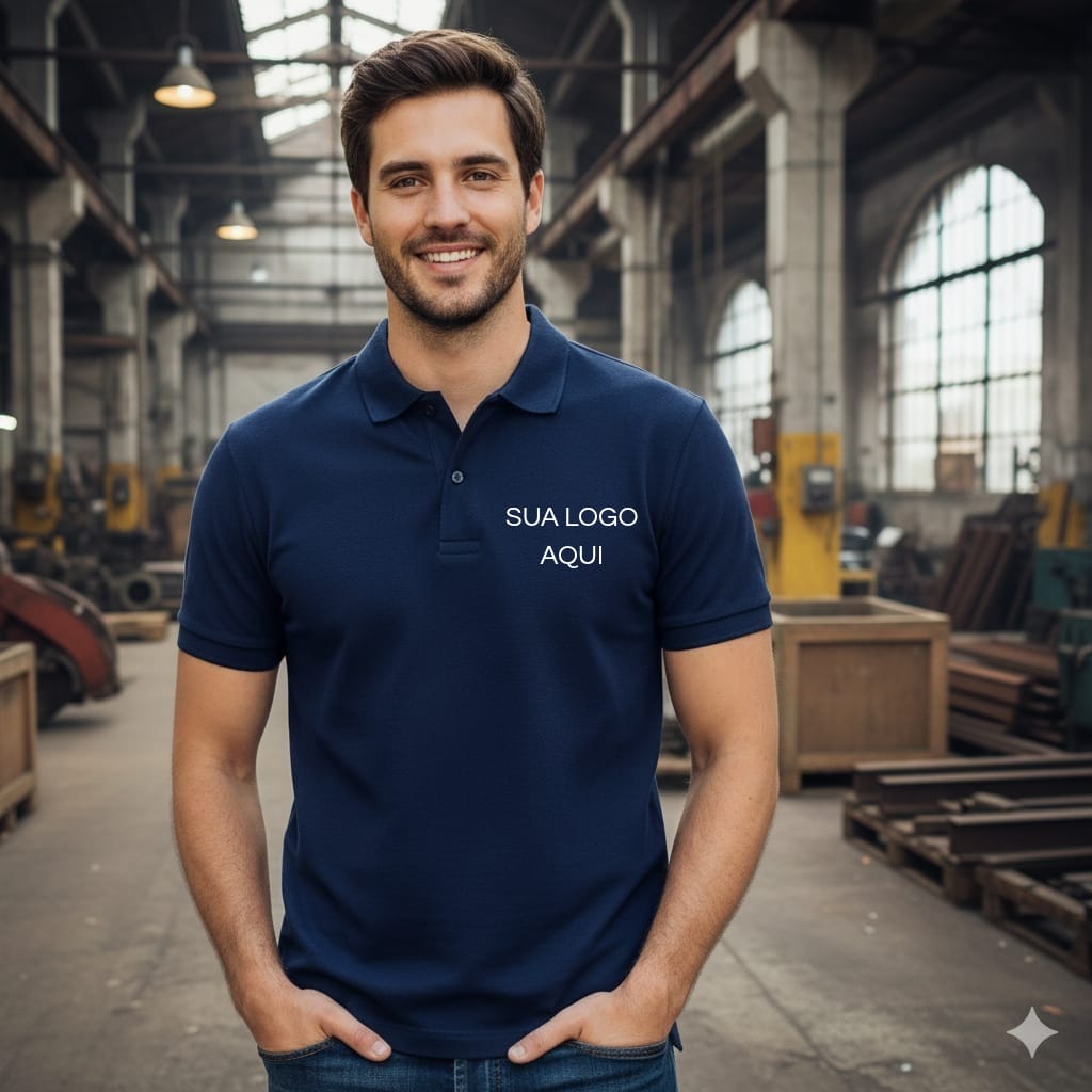camisa gola polo malha Camisa Gola Polo Personalizada em Malha Masculina - Imagem 1